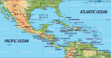 a map showing jamaica surrounded by the caribbean sea