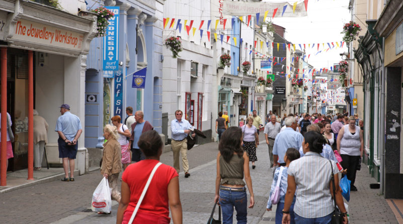 tourists in falmouth town