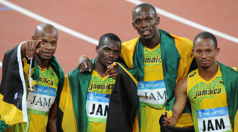 asafa-powell-nesta-carter-usain-bolt-et-michael-frater-a-pekin-le-22-aout-2008